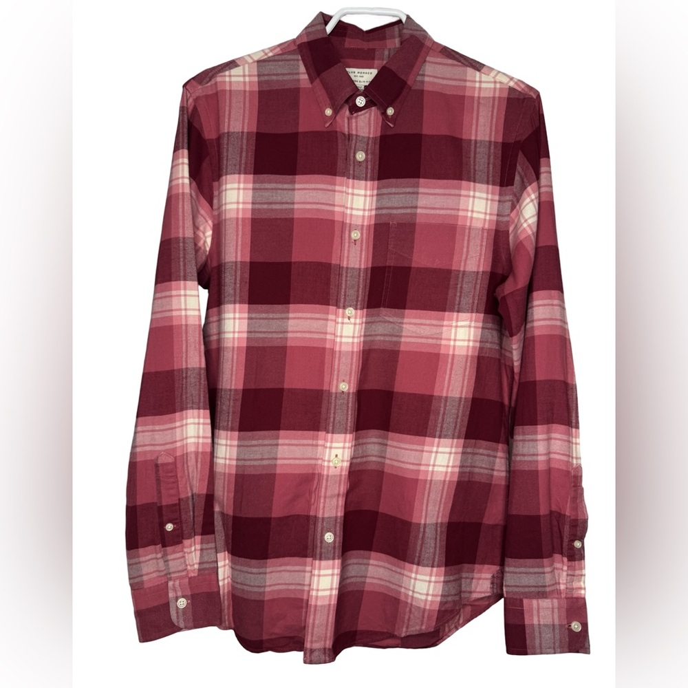 Club Monaco Red Plaid Casual Button Down Shirt